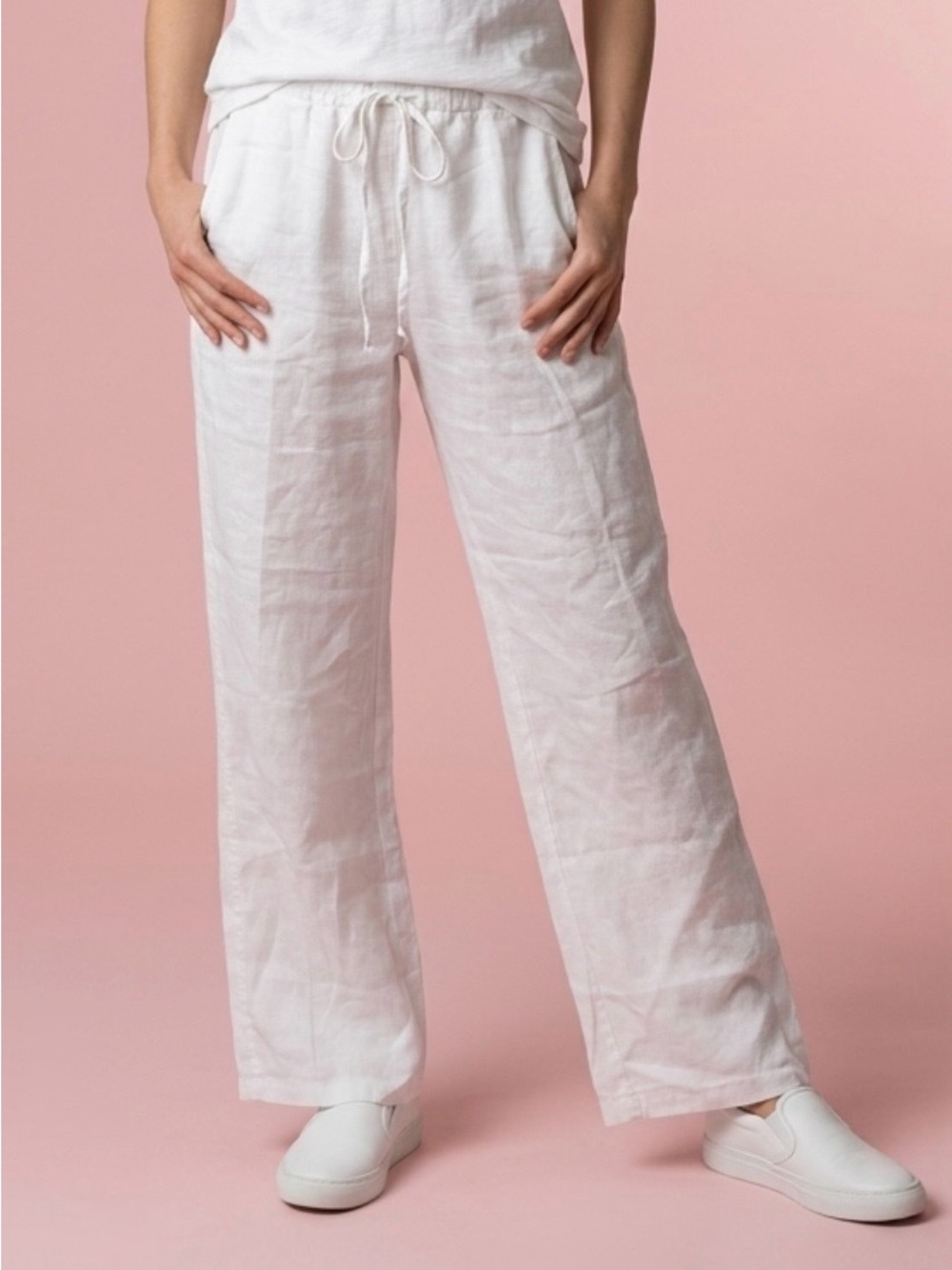 Massimo White Linen Drawstring Pants - Picture 3 of 7